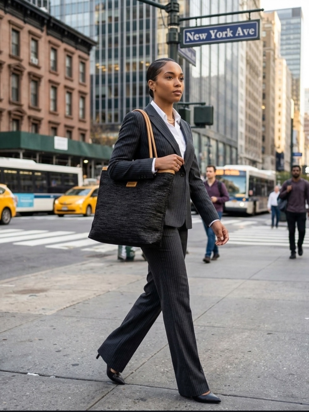 Jim Thompson Black Tote with Leather Tan Trim - Picture 1 of 11